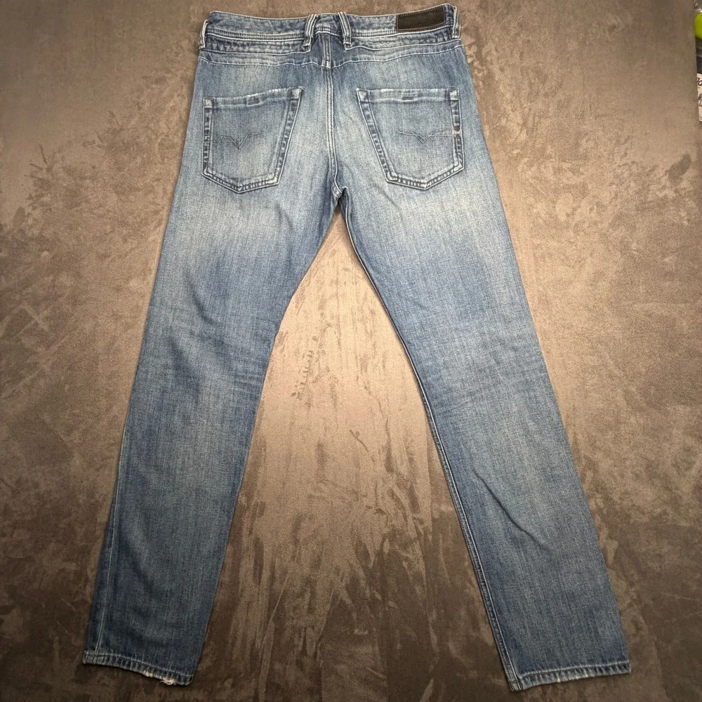 Diesel Belther Jeans Mens 32x32 Blue Regular Slim Tapered Distressed 0839K